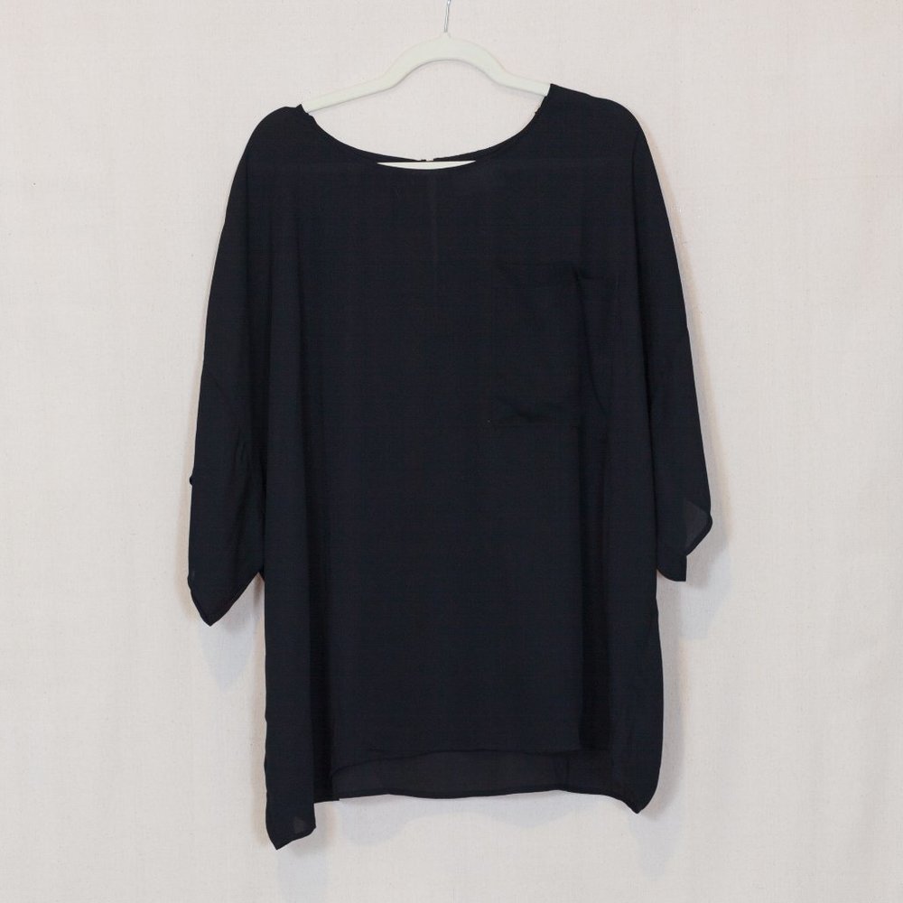 ASOS Design oversized boxy mesh short sleeved flowy blouse with front pocket